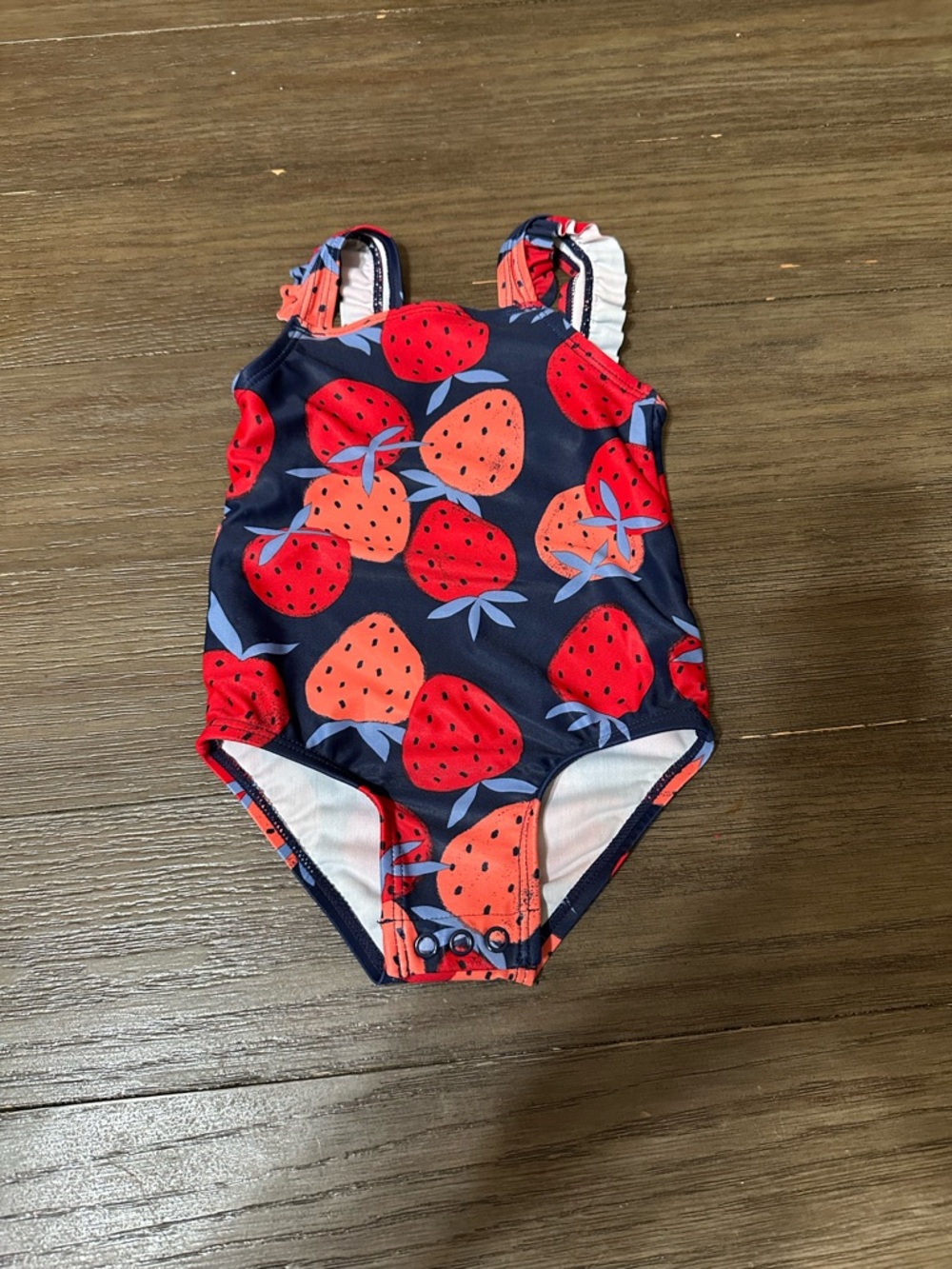 12mth Carters Strawberry Print One-Piece Swimsuit - Navy & Red
